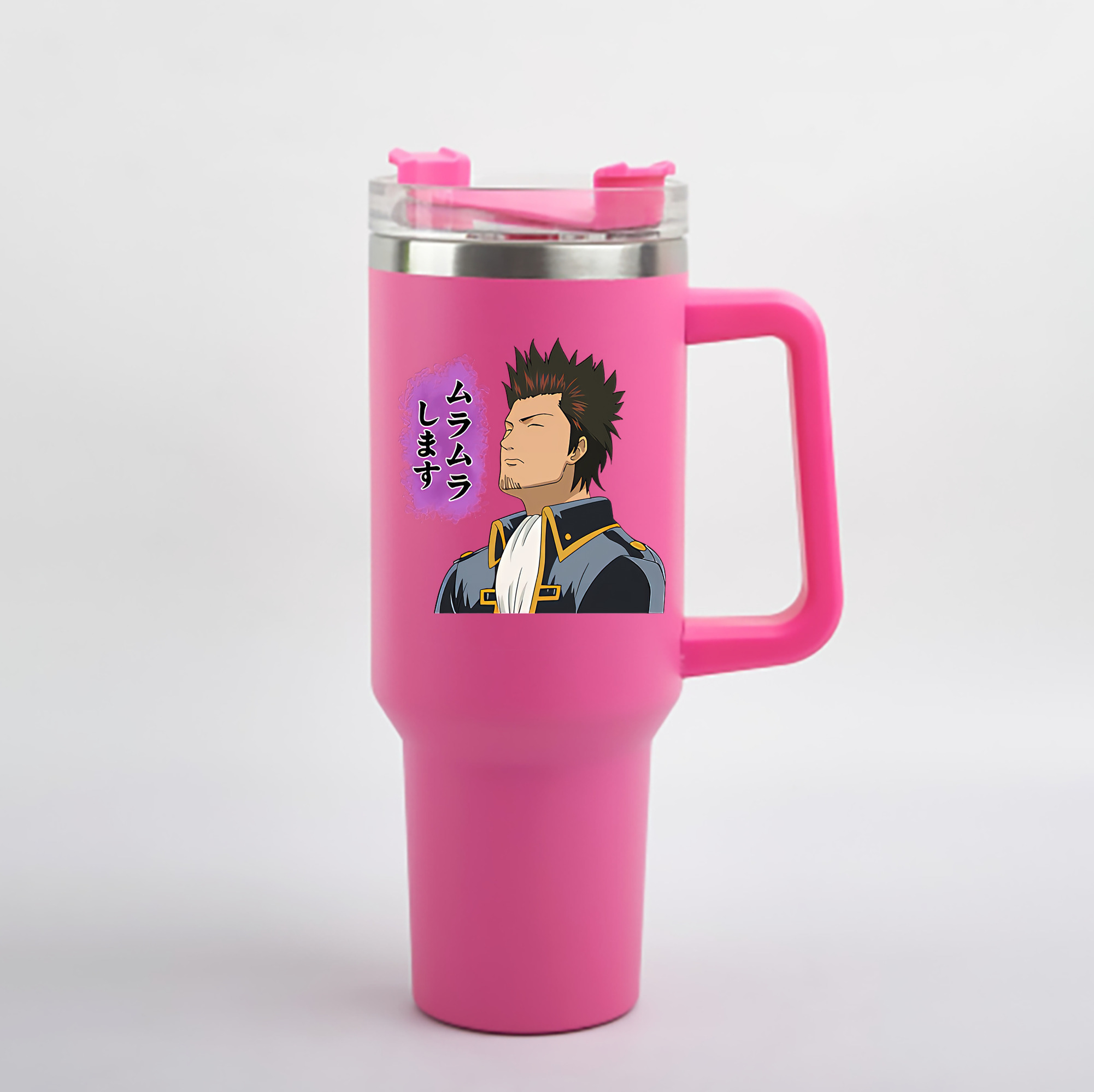 （画像用） ぎんたま 坂田銀時（さかたぎんとき） 神楽 志村新八（しむら しんぱち） GINTAMA Sakata Gintoki Kagura Shimura Shinpachi 1200mL車用タンブラー - クリスタルステッカー（プラスチックストロー付き）